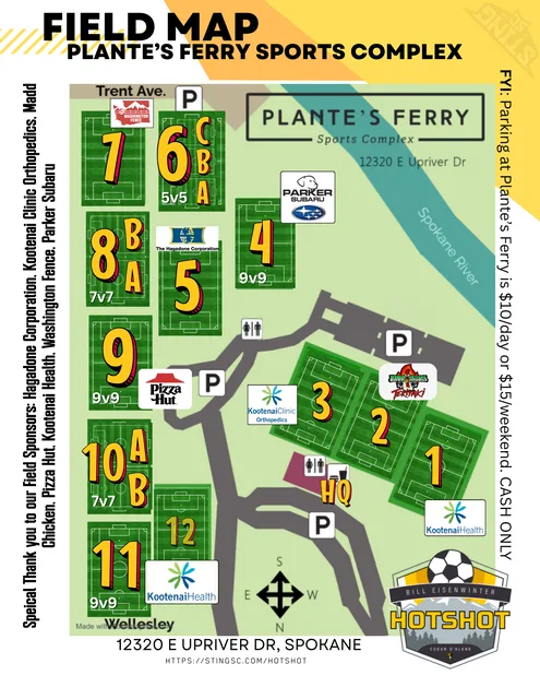 Field map for Plante’s Ferry Sports Complex