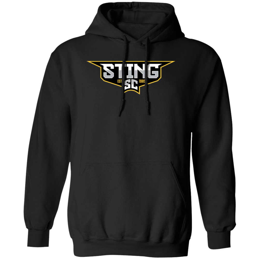 Sting Soccer Club black pullover hoodie with the Sting SC wordmark